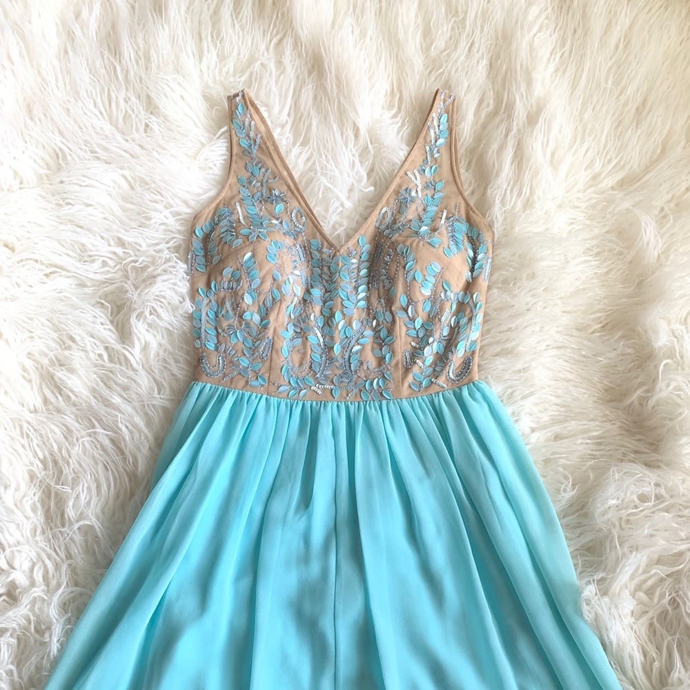 Beautiful Turquoise and Nude Sequined Dress